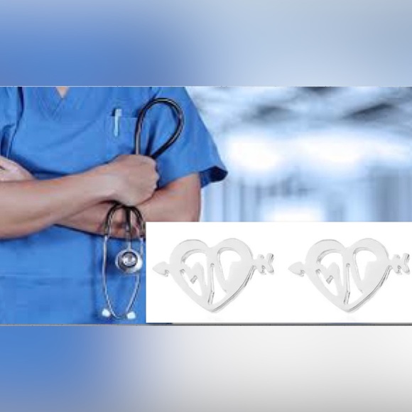 Jewelry - $2 NEW STAINLESS STEEL MEDICAL HEART STUD EARRINGS $2 WITH ANY ORDER OF $10 OR M